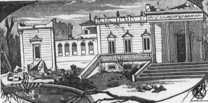 Grabado del Palacio del Marqués del Salamanca tras el tornado del s. XIX