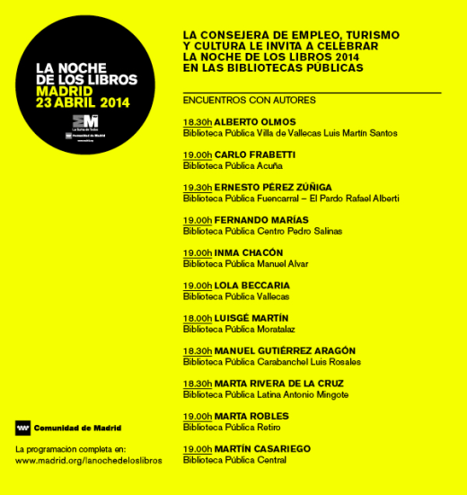 noche de los libros biblioteca luis rosales