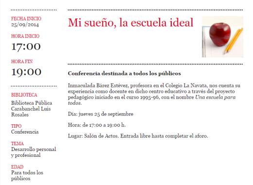 Conferencia Mi sueño, la escuela ideal