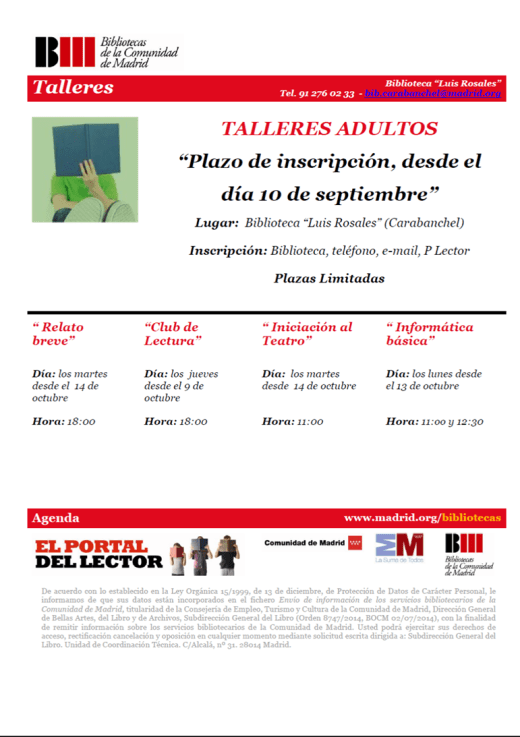 Talleres adultos biblioteca Luis Rosales