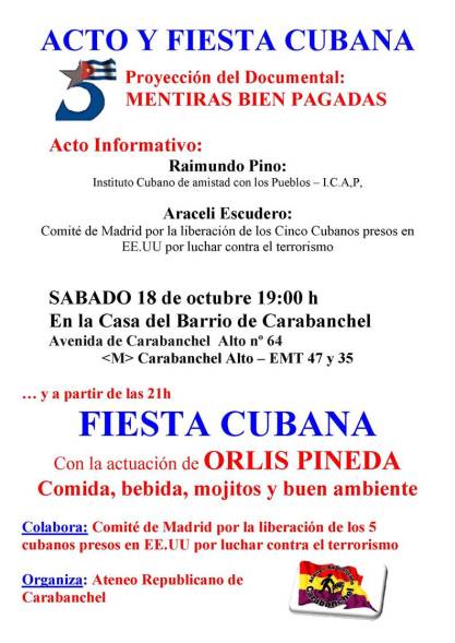 Acto y fiesta cubana 18 de octubre casa del barrio