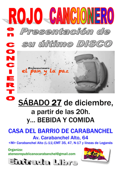 Rojo Cancionero 27 de diciembre Casa del Barrio