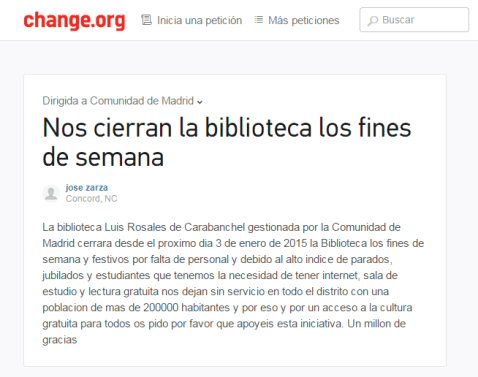 Biblioteca Luis Rosales fines de semana cierre 2015