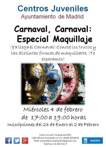 Carnaval especial maquillaje Centro Juvenil Carabanchel Alto