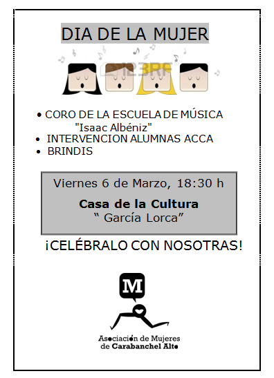 Cartel Día de la mujer Carabanchel Alto 6 de marzo