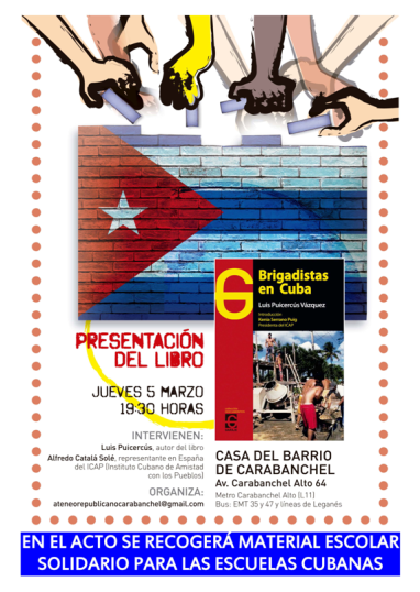 Presentación libro brigadistas en Cuba 5 de marzo Casa del Barrio