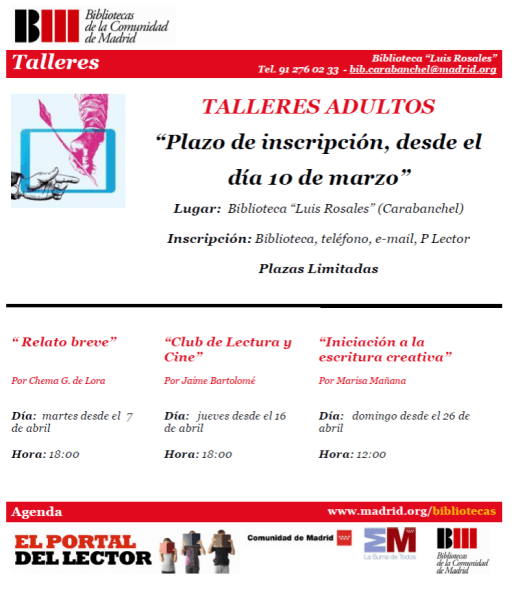Talleres de adulto Biblioteca Luis Rosales 10 de marzo