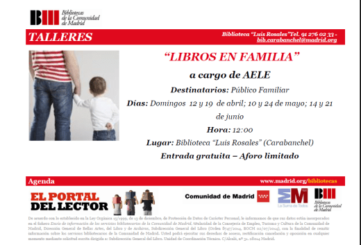 Talleres Libros en familia biblioteca Luis Rosales