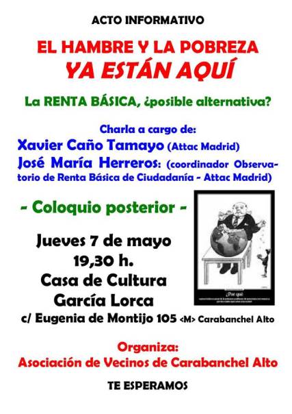 Acto informativo El hambre y la pobreza ya están aquí 7 de mayo Casa de la Cultura