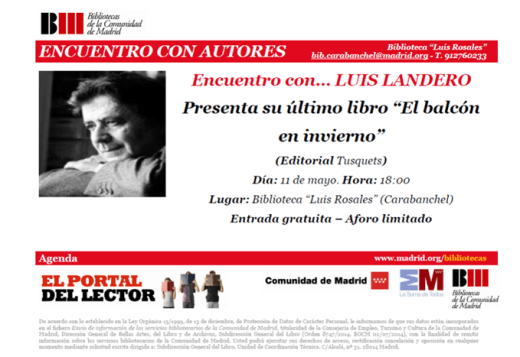 Encuentro con Luis Landero biblioteca Luis Rosales 11 de mayo