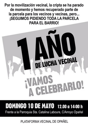 Primer aniversario de la Plataforma de Opañel el 10 de mayo