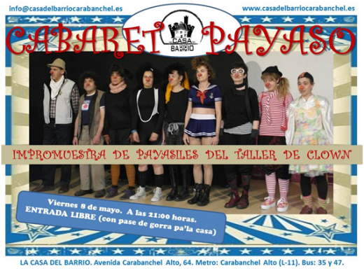 Viernes 8 de mayo Cabaret Clown Casa del Barrio
