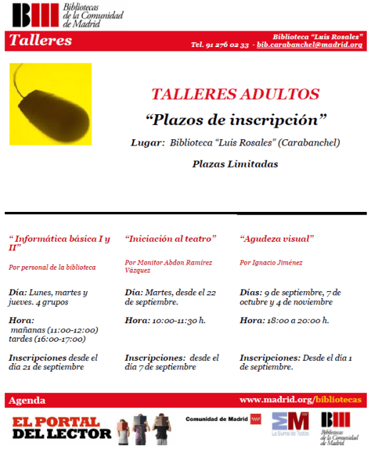 Talleres adultos biblioteca Luis Rosales
