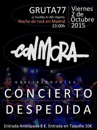 Concierto de despedida de Con Mora el 2 de octubre