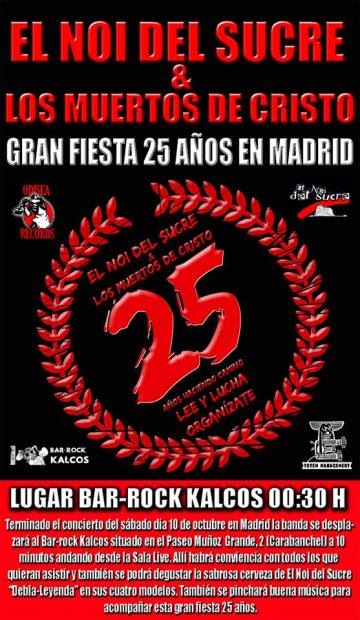 Fiesta post concierto de Noi de Sucre y Muertos de Cristo en el Kalcos