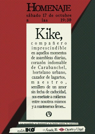 Homenaje a Kike en el EKO el 17 de octubre