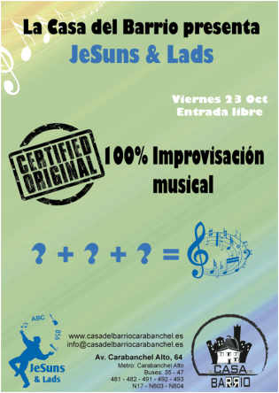 Improvisación musical el viernes 23 de octubre Casa del Barrio