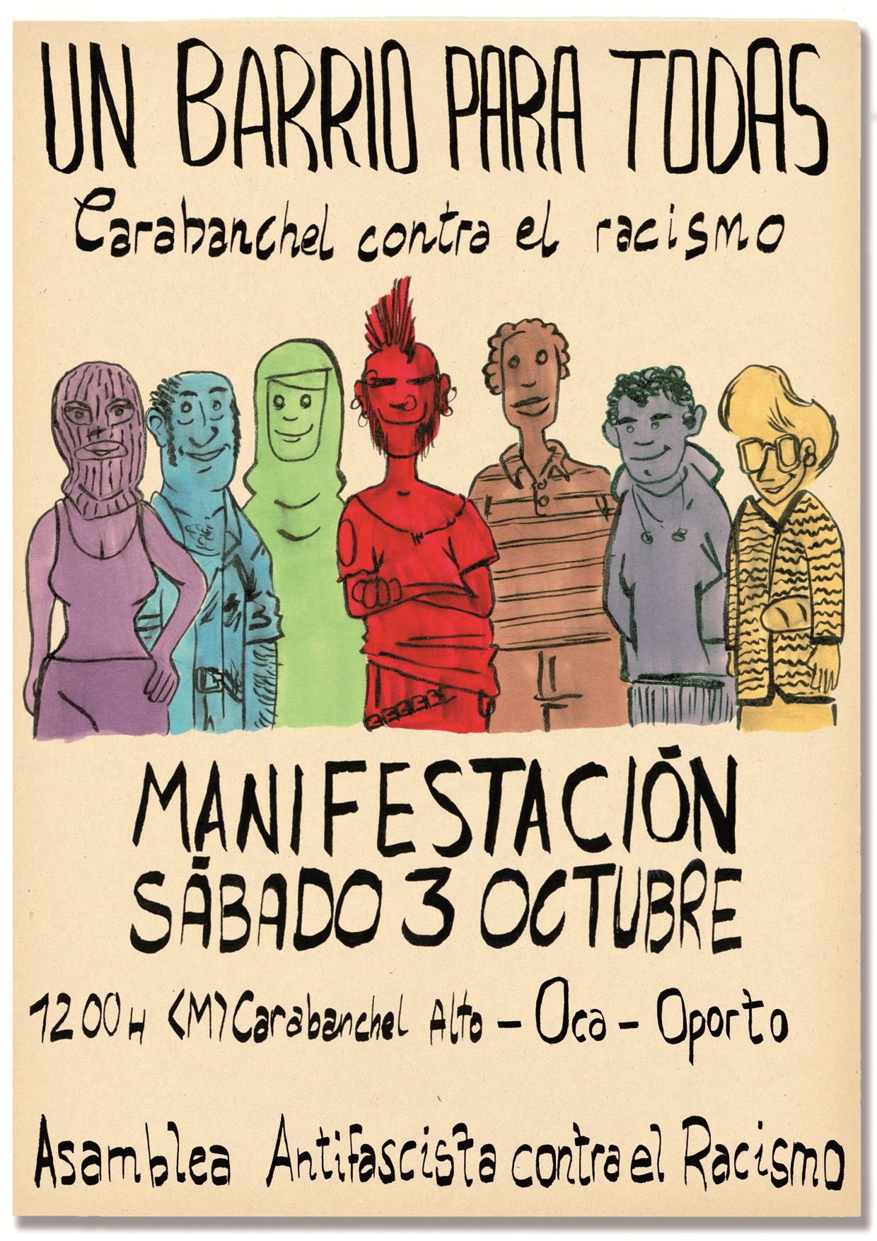 Manifestación «Un barrio para todas, Carabanchel contra el racismo» el 3 de  octubre | Karabanchel.com, image size:1240x1754