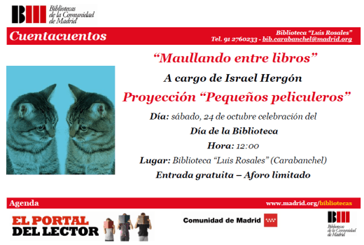 Proyección de Pequeños peliculeros 24 de octubre en la biblioteca Luis Rosales