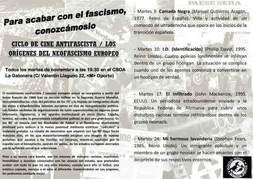 Ciclo de cine antifascista en La Gatonera en noviembre