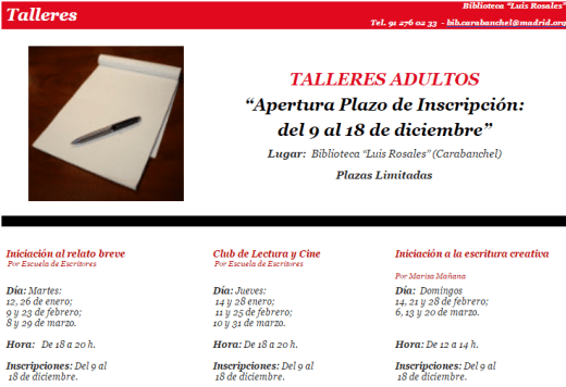 Talleres informática biblioteca Luis Rosales