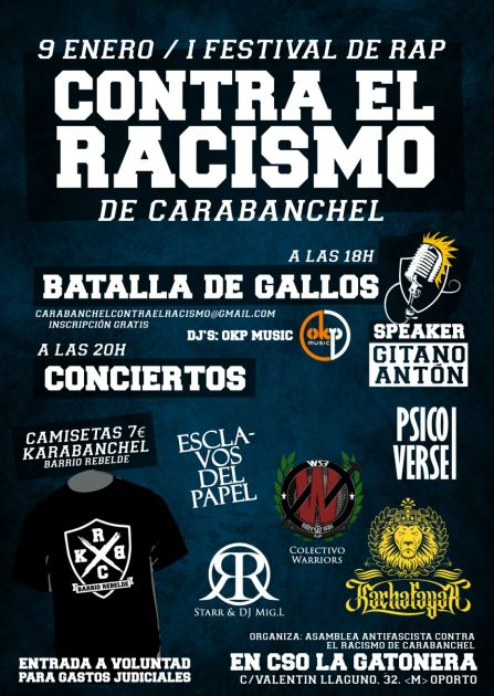 Festival de rap contra el racismo el 9 de enero en CSO La Gatonera