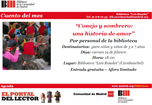 Cuentacuentos en la biblioteca Luis Rosales el 19 de febrero