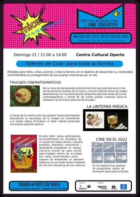 Taller de cine para toda la familia el 21 de febrero en el Centro Cultural Oporto