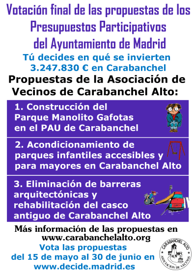 Cartel Votacion final Propuestas Asociación a los Presupuestos Participativos