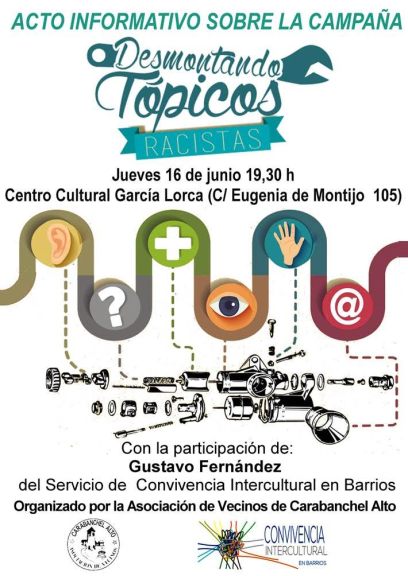 Acto informativo sobre la campaña Desmontando Tópicos Racistas el 16 de junio en el CC García Lorca
