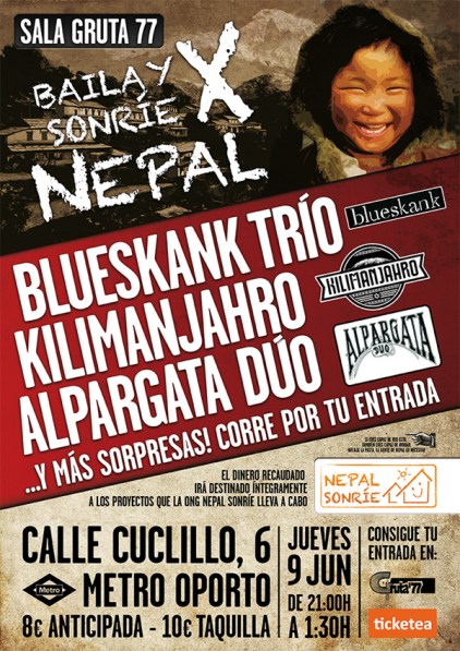 Concierto benéfico a Nepal en Gruta 77 el 9 de junio