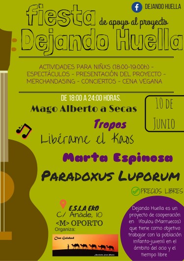 Fiesta apoyo DEJANDO HUELLA en el EKO el 10 de junio