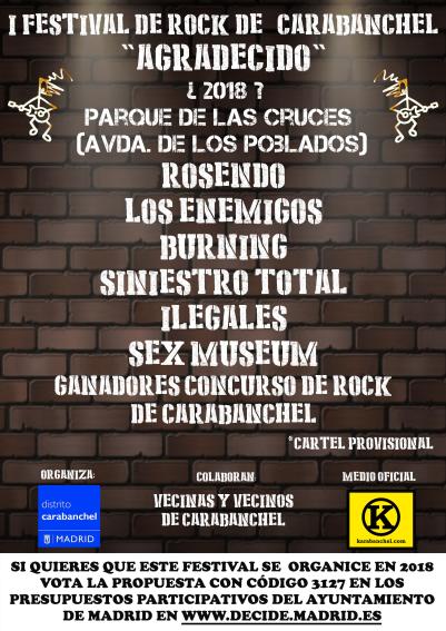 I Festival de rock de Carabanchel Agradecido