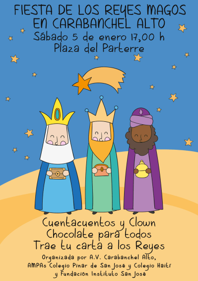 Cartel Fiesta de los Reyes Magos en Carabanchel Alto